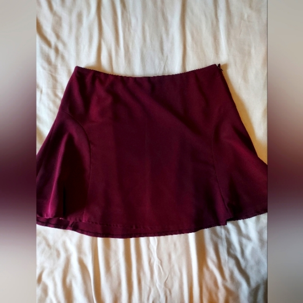 Garnet colored mini skirt from the Limited